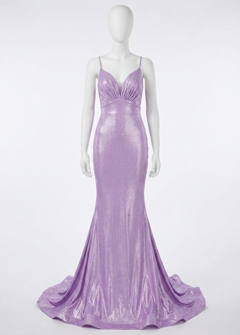NEW RACHEL ALLAN lace-up back stretch jersey mermaid prom gown in lilac